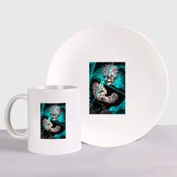 Набор: тарелка + кружка Магическая битва Сатору Годзё пурпурный