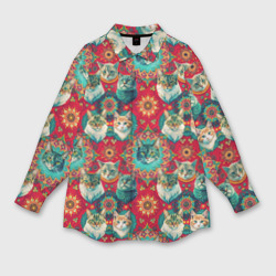 Мандала с кошачьим орнаментом – Мужская рубашка oversize 3D с принтом купить со скидкой в -9%