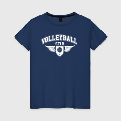 Волейбольная звезда – Женская футболка хлопок с принтом купить со скидкой в -20%