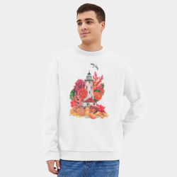 Мужской свитшот oversize без начеса хлопок Цветущий маяк - фото 2