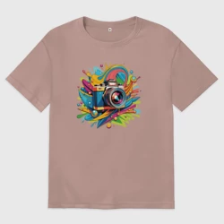 Женская футболка хлопок Oversize Искусство фотографии в красках