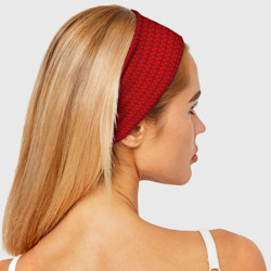 Повязка с принтом Тёмно-красный текстурированный в мелкую полоску для женщины, вид на модели спереди №3. Цвет основы: белый