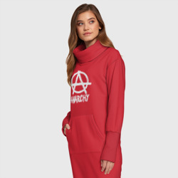 Платье с принтом Символ анархизма для женщины, вид на модели спереди №2. Цвет основы: красный