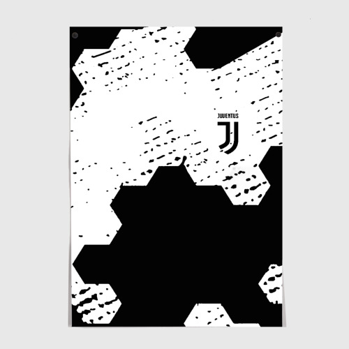 Постеры с принтом Juventus hexagon black sport, вид спереди №1