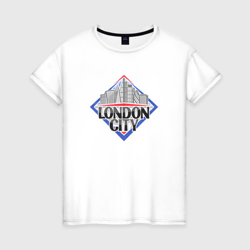 Женская футболка из хлопка с принтом Лондон сити, вид спереди №1