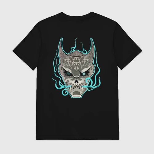 Мужская футболка хлопок с принтом Кайдзю, вид сзади #1