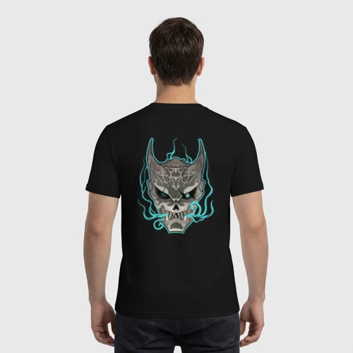 Мужская футболка хлопок с принтом Кайдзю, вид сзади #2