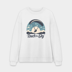 Мужской свитшот oversize без начеса хлопок Полет на параплане экстремальный спорт ретро