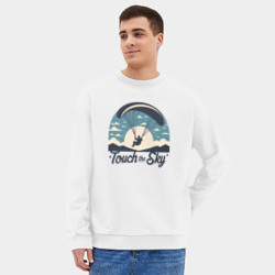 Мужской свитшот oversize без начеса хлопок Полет на параплане экстремальный спорт ретро - фото 2