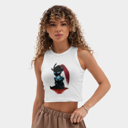 Женская укороченная майка-топ хлопок Поднятие уровня в одиночку Джину Сон рыцарь - фото 2