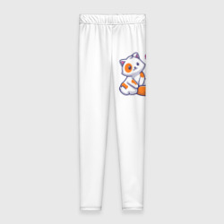 Леггинсы 3D Милый кот сидит улыбается с любовью - парная