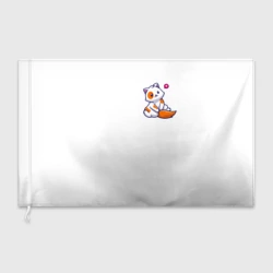 Флаг 3D Милый кот сидит улыбается с любовью - парная