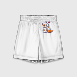 Детские спортивные шорты 3D Милый кот сидит улыбается с любовью - парная
