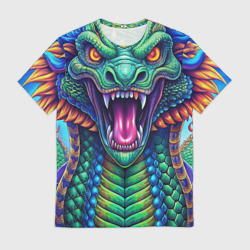 Мужская футболка 3D Крупная змея фэнтези