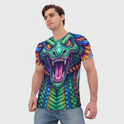 Мужская футболка 3D Крупная змея фэнтези - фото 2