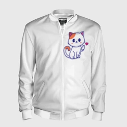 Мужской бомбер 3D Милый кот посылает любовь - парная