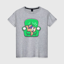 Ленивец спит в кресле – Женская футболка хлопок с принтом купить со скидкой в -20%