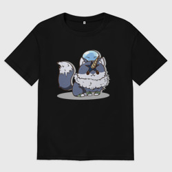 Мужская футболка хлопок Oversize О моём перерождении в слизь Римуру Темпест на волке