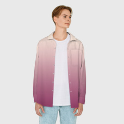 Рубашка с принтом Градиент бежевый в пурпурный для любого человека, вид спереди №3. Цвет основы: белый