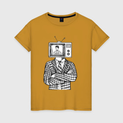 Человек телевизор ретро – Женская футболка хлопок с принтом купить со скидкой в -20%