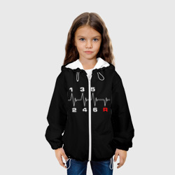 Куртка с принтом КПП - шесть скоростей для ребенка, вид на модели спереди №3. Цвет основы: белый