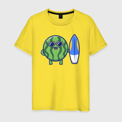 Арбуз серфер – Мужская футболка хлопок с принтом купить со скидкой в -20%