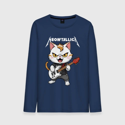 Мужской лонгслив хлопок Meowtallica rock