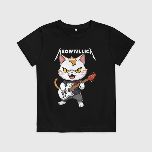 Детская футболка хлопок Meowtallica rock