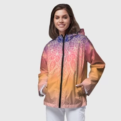Женская ветровка 3D Сине-оранжевый градиент с узором мандала - фото 2