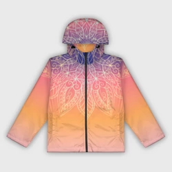Женская ветровка 3D Сине-оранжевый градиент с узором мандала