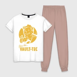 Женская пижама с белой футболкой хлопок Vault boy like print