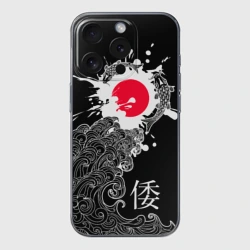 Чехол для iPhone 15 Pro силиконовый с защитой камеры Япония - океан