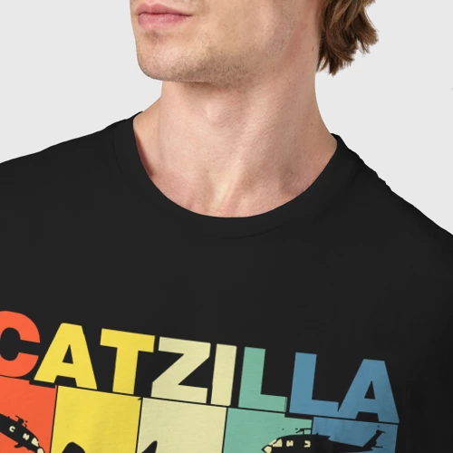 Мужская футболка хлопок с принтом Котзилла Годзилла, фото #4