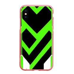 Зелёно-белые полосы и чёрный фон – Чехол для iPhone XS Max матовый с принтом купить