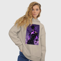 Женское худи Oversize хлопок Поднятие уровня в одиночку Джину Сон теневая броня - фото 2