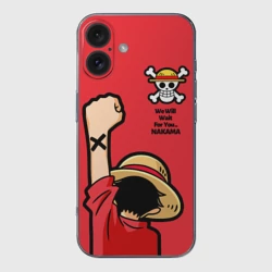 Чехол для iPhone 16 силиконовый с защитой камеры One Piece - captain Monkey D Luffy