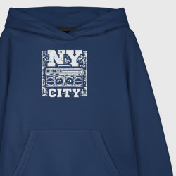 Толстовка с принтом New York city music для ребенка, вид на модели спереди №2. Цвет основы: темно-синий