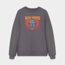 Мужской свитшот oversize без начеса хлопок Bad virus skull