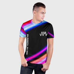 Мужская футболка 3D Slim Arctic Monkeys neon rock lights - фото 2