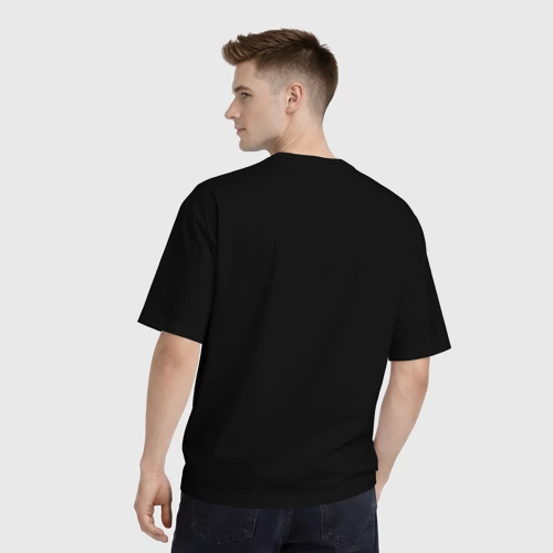 Мужская футболка хлопок Oversize с принтом Nice cock, вид сзади #2