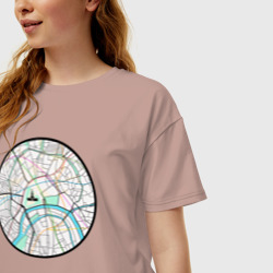 Женская футболка хлопок Oversize Карта центра Москвы  - фото 2