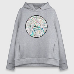 Женское худи Oversize хлопок Карта центра Москвы 