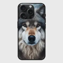 Чехол силиконовый для Apple iPhone 15 Pro матовый Волк в лесу - первый снег