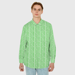 Рубашка с принтом Светлый зелёный полосы-узоры для любого человека, вид спереди №2. Цвет основы: белый