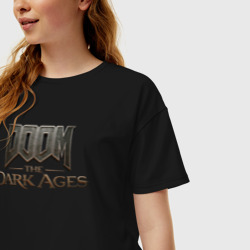 Женская футболка хлопок Oversize Doom the dark ages logo - фото 2