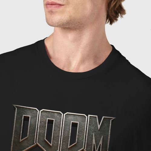 Мужская футболка хлопок с принтом Doom the dark ages logo, фото #4