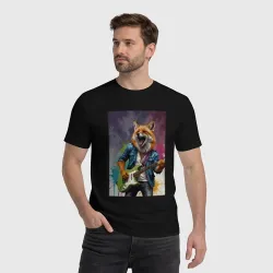 Мужская футболка хлопок Лис рок-звезда - фото 2