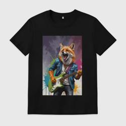 Мужская футболка хлопок Лис рок-звезда