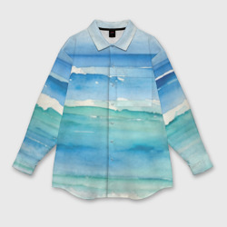 Морские акварельные волны – Женская рубашка oversize 3D с принтом купить со скидкой в -9%