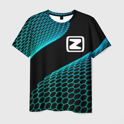 Мужская футболка с принтом Zotye electro hexagon, вид спереди №1
